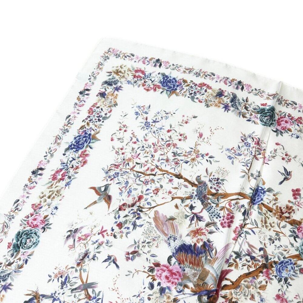 2/$30 NEW Cream Bird Floral Flower Printed Silky Fashion Scarf - Picture 12 of 14